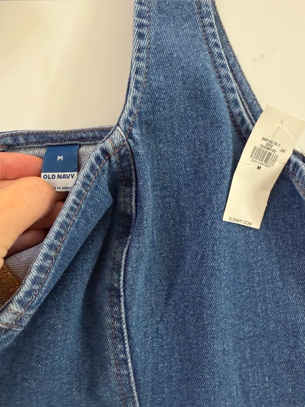 Old Navy Dress Womens Medium Seamed Square Neck Midi Fit & Flare Denim New - Picture 4 of 9